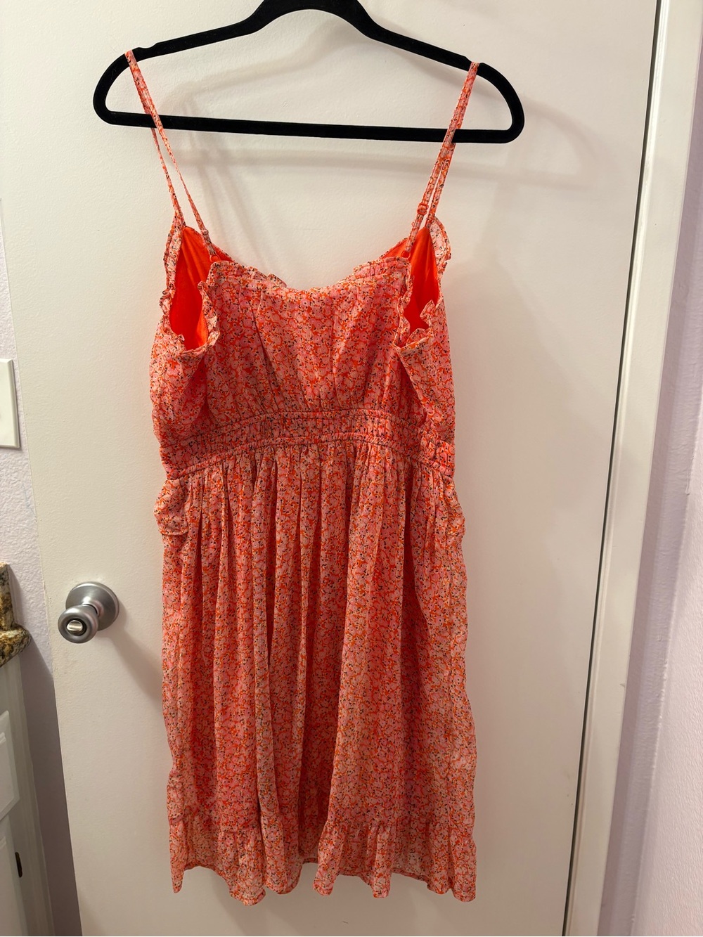 Vero Moda Orange Floral Ruffle Dress M NWT PTP 20/length 29 - Picture 9 of 10